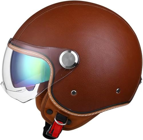 GKCEGHKS Casco Scooter Portatile Mezzi Caschi Jet retrò Casco Scodella Casco A Scodella Scooter Motorino ECE Omologato Mezzo Elmetto Moto retrò Mezzo Casco Scooter Crociera Bicicletta