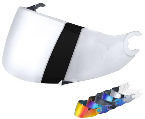 Visiere Casque pour Shark D Skwal - Skwal 2 Spartan,Plein Visage Moto Casque Pare-Brise Visière,Remplacement de Visière de Lentille de Casque de Bouclier de Vent de Moto. (Argent chromé)