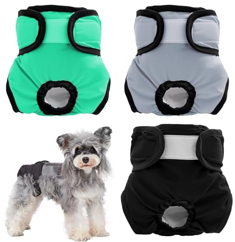 3 Stück Wiederverwendbare Hundewindeln,Hochabsorbierend Höschen für weibliche Haustiere,Hygienische Waschbare Windel Hund,Windeln für Hündinnen bei Läufigkeit und Inkontinenz (xs, Muster 3)