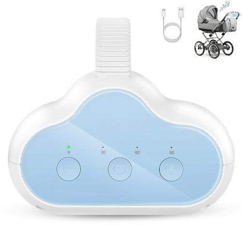 Kinderwagenschaukler, Elektrischer Automatische Babywippe, USB-C Wiederaufladbar Einschlafhilfe Babys, leise (45 dB), 3 Einstellbare Schaukelintensitäten, 30/60/90-Min Timer