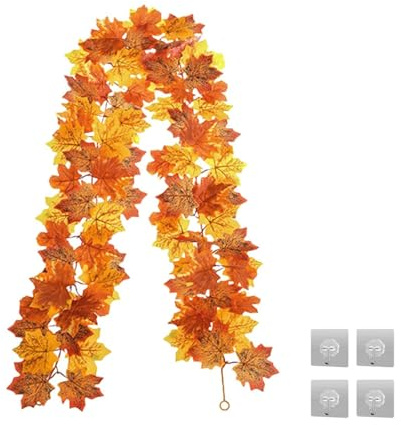 NieYat Herbst Deko, 2 Stück Herbstgirlande Mit 4 Haken, Herbst Girlande,Herbstdeko Dekoration Für Drinnen Und Draußen, Party Und Hochzeitsdeko, Dekoration Blätter Für Saisonale Home Decor
