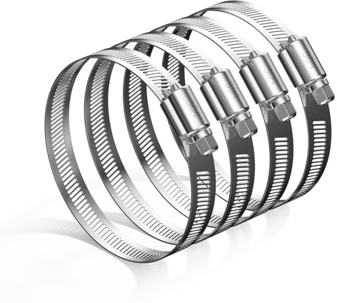 ZT-NET 4 Pcs 304 en Acier Inoxydable Colliers de Serrage Tuyau Réglable en Inox Serre-Joints à Tuyau Clips Colliers de Serrage Assortiment de Hose Clamp pour Applications Automobiles et (20CM)