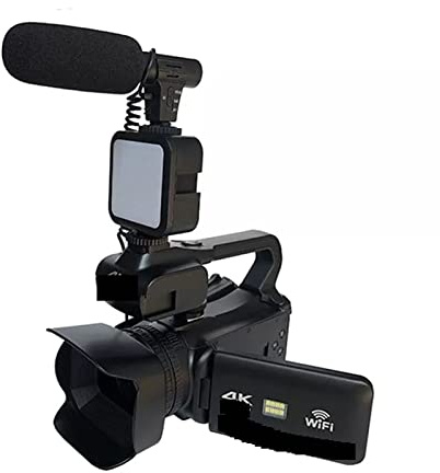 EKOUQIN Caméra de Diffusion en Direct 64MP Caméscope numérique 4K Webcam 18X Rotation Écran Tactile Enregistreur vidéo Vlog Zoom 18X Filmer, enregistrer, Diffuser(32GB SD Card,with Light MIC)
