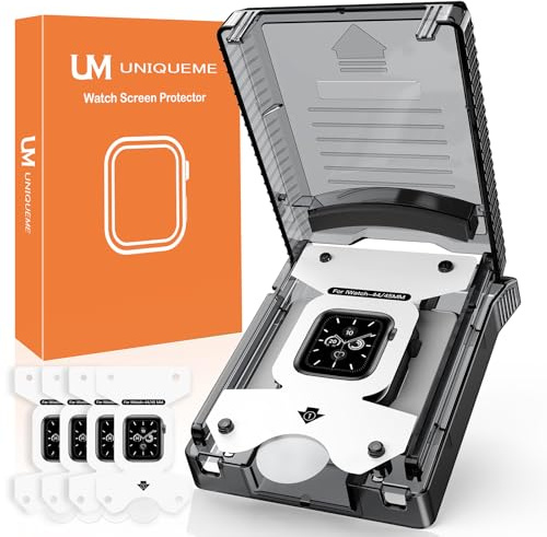 UM UNIQUEME für Apple Watch Series 9/8/7/SE3/SE2/SE/6/5/4 44/45 mm - Folie | Displayschutz für Apple Watch 44/45mm, Staub-und Blasenfrei HD TPU Folie Einfache Installation Screen Protector 4 Stück