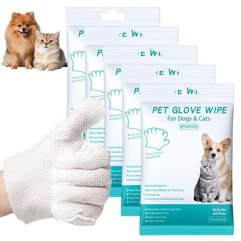Pet Glove Wipes 30PCS Pet Wipes for Dog and Cat,Dog Washing Free Gloves,Thick Dry Cleaning Gloves for Daily Care and Traveling,Deodorizing Hypoallergenic Grooming Wipe for Fur Face Paws Ears Butt