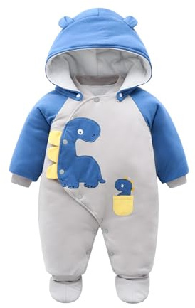 JiAmy Baby Winter Snowsuit Newborn Cartoon Hooded Romper with Footie Toddler Boys Girls Jumpsuit Outfits Set for 0-12 Months