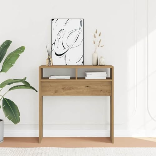 Holamys Konsolentisch Artisan-Eiche 78x30x80 cm, Holzwerkstoff, schmaler Beistelltisch für Flur, Eingangsbereich, Wohnzimmer, vielseitiger Stauraum für Dekoration
