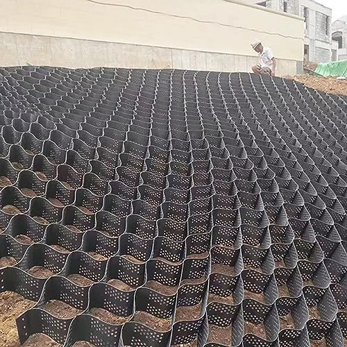 Pavimentadores de rejilla de grava de 2 pulgadas para calzadas, patios y jardines, estabilizador geocelular resistente para grava, arena y cemento. Solución de base versátil y cortable para entradas