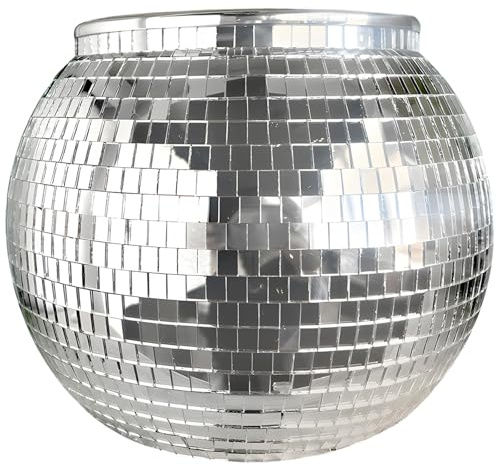 PONDON Disco Ball Ice Bucket, 9.84 In (25 Cm) Mirror Silver, Champagne Bottle Cooler For Parties, Reflective Design