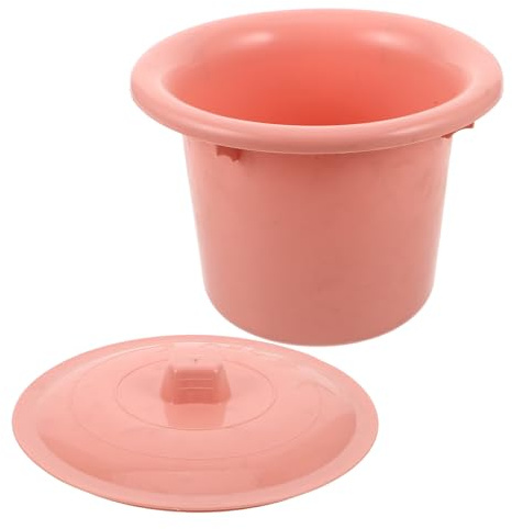 MUCKLILY Orinal para Adultos Rosa con Tapa Cubo Urinario Portátil de Plástico Bacinilla de Noche para Cuidado Domiciliario y Camping Escupidera Antiólor y Alta Capacidad Reutilizable