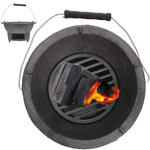BESTOMZ Poêle à Barbecue en Fonte 20 Cm Barbecue Portable Charbon de Bois Réchaud D'extérieur Robuste pour Camping et Loisirs Plein Air Accessoire Multifonction Style Style Aléatoire