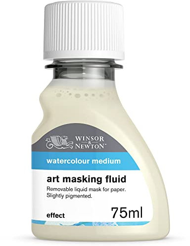 Winsor & Newton 2621759 Aquarell Maskiergummi flüssig, abziehbares Rubbelkrepp für präzise und kantenscharfe Linienführung inmitten fließender Aquarellfarbe, 75ml Flasche