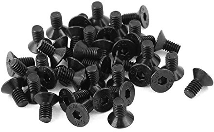 uxcell 50Pcs Black M4 X 8mm Alloy Steel Hex Socket Flat Head Countersunk Screws Bolts
