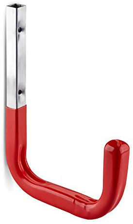 5 x OrgaTech Wandhaken 210 x 150 mm rot bis 50 Kg Tragkraft mit Gummierung | Gerätehalter Montagehaken Allzweckhaken Regalkonsole