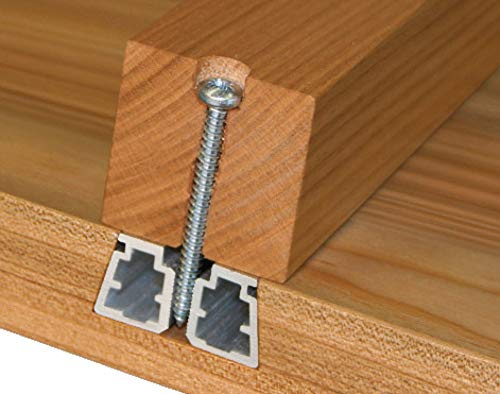 Gedotec Gratleiste für Holz-Tischplatten Ausricht-Beschlag mit für Auszieh-Tische | Tischbeschlag mit Länge: 1850 mm | Leiste Aluminium silber eloxiert | 1 Set Möbelbeschläge für schwere Esstische