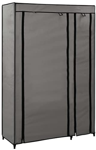 vidaXL Faltschrank Kleiderschrank Stoffschrank Campingschrank Garderobe Schrank Regal Textilschrank Garderobenschrank Grau 110x45x175cm Stoff