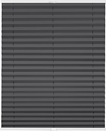 Lichtblick Plissee Klemmfix nach Maß, ohne Bohren, verspannt, Hitzeschutz, Blickdicht, Made in Germany, Thermoplissee - Anthrazit 60 cm x 130 cm (B x L)