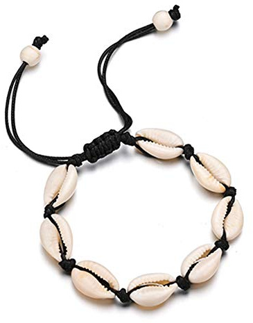 Egurs Hawaiian Style armband, naturligt skal, handvävd, justerbar fotkedja, hav, strand, semester, 19-32cm, Skål