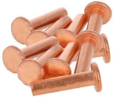 MroMax Pernos de cabeza plana de 6 mm de diámetro de 25 mm de largo de cobre sólido remaches sujetadores remaches remaches de latón tono 10 piezas