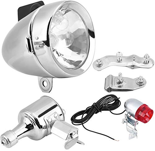 Qii lu 12V 6W generador de fricción dínamo luz Trasera Kit de Luces traseras, Kit de Faros de Bicicleta motorizada para Bicicleta motorizada
