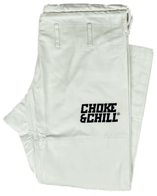 Choke&Chill BJJ Gi byxor för män, brasilianska Jiu-Jitsu kimono, Luta Livre Grappling shorts (vit, A4)