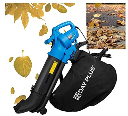 Gardening 3500W Leaf Blower Electric Garden Vacuum Hoover Vac Mulcher Shredder 3 in 1, Variable Blow Speed, Adjustable Telescopic Tube, for Garden Leaves, Wood Chips, Debris, Grass