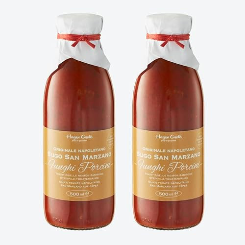 Hagen Grote Original San Marzano funghi porcini Pasta-Sauce, 2 x 500 ml Glasflasche, gelten als aromatischste Tomaten Italiens