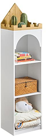 SoBuy KMB42-W Kinderregal mit Ablagen Kinder Bücherregal Spielzeugregal Aufbewahrungsregal für Kinder Kinderzimmerregal im Schlossdesign BHT ca.: 40x150x30cm