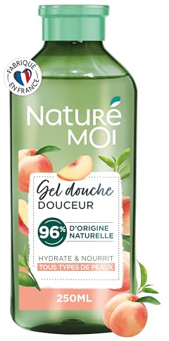 Naturé Moi - Gel Douche Douceur - Pêche et Thé Vert - 250ml | Hydrate et nourrit, Tous types de peaux, 96% d'origine naturelle, Fabriqué en France