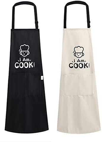 Spydge 2 stücke Schürze verstellbare Kochenschürze Wasserdicht Latzschürze mit 2 Tasche und Verstellbar Nackenband für Küche Restaurant café