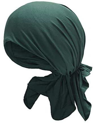 ZLYC Damen Chemo Turban Mütze Vorgebundenes Kopftuch Headwraps Leichte Beanie Hut(Einfaches Grün)