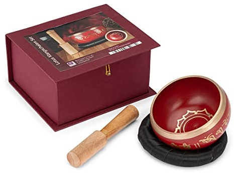 NKlaus Singing Bowl Set 12cm con badajo y almohadilla Tibetan Lotus Meditation Sound 12987