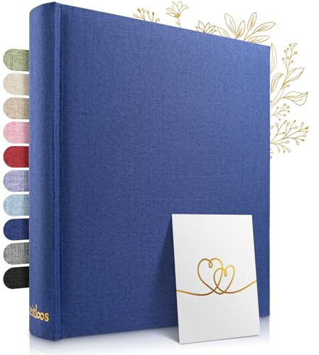 ZEITLOOS® Fotoalbum zum Selbstgestalten - edles Leinen - 600 Fotos Blau
