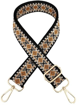 SYSUII Schultergurt für Taschen, Verstellbarer 3.8cm Taschengurt,Taschengurte Zum Wechseln für Männer und Frauen 75-130cm Bunter Längenverstellbarer Taschenriemen Mädchen DIY Zubehör -Schwarz Gelb