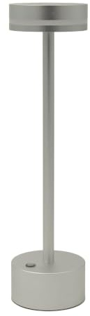 Luxus Europe - Tischlampe Touch Yvette Silber - Kabellose LED-Tischlampe für den Innenbereich – USB-C wiederaufladbar – Touch-Bedienung – Dimmbar – 3 Lichtfarben