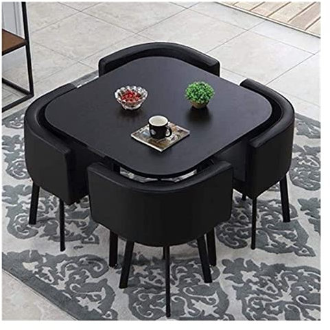 Moderner Konferenztisch, Business-Couchtisch, Kombination, einfacher Empfang, Freizeit, 5-teilig, modern, rund, Vintage-Leder, Kaffeesofa, Sitz, Büro, Lounge (Farbe: 4 Farben) (schwarz)