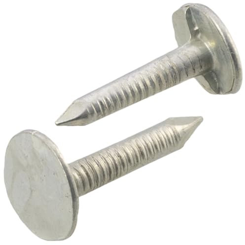 AERZETIX - C70838 - Set di 300 Chiodi a testa piatta larga Ø3x20mm - diametro testa Ø10mm - in acciaio - colore argento - feltro per coperchi tegole bituminose carpenteria rivestimenti per tetti