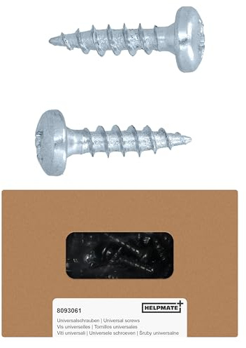 HELPMATE - Holzverbinderschrauben 4,0x16 galvanisch verzinkt - 250 Stück Universalschrauben Linsenkopf mit PZ2-Antrieb und Vollgewinde - Zur Befestigung von Beschlägen auf Holz