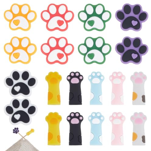 WEBEEDY 20 Stück Pfoten-Stricknadelstopper Nadelspitzenschutz Nadelendkappen Kleine Strickspitzenschutz Nadelumarmung Stricken Häkelzubehör Zubehör Für Strickgeschenke Geschenke zu Weihnachten