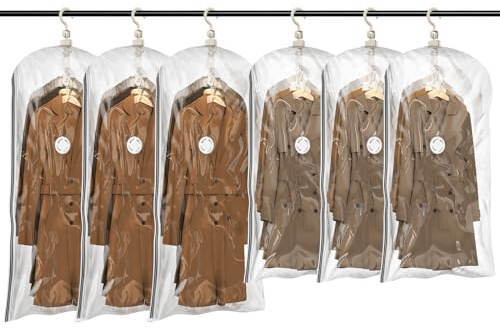 TAILI Hängend Vakuumbeutel Mit Kleiderhaken - Aufbewahren von Jacken, Anzüge und Kleid-Maximieren Sie Platz im Schrank, Vakuum Platzsparer für Zuhause, Reise, 6 Combo | Leere Taschen zum Aufhängen, leere Taschen, große Kleidung für Mäntel, Jacken, zum Organisieren von Schränken