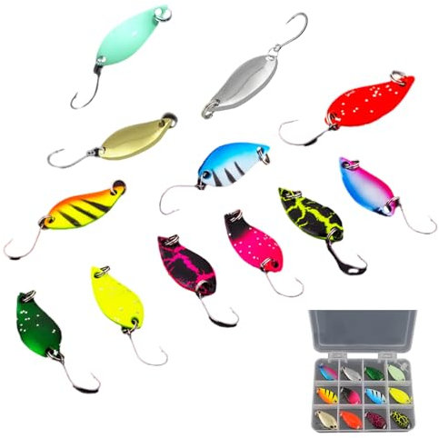 ForellenköDer 12 Spoons 5g Forellen Spoon BehäLter AngelzubehöR Forelle Spoons Anwendbar Auf Verschiedene AngelgewäSser