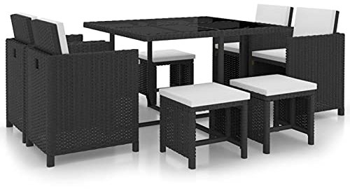 Festnight Gartenmöbel Set Rattan 4 Personen Sitzgruppe Garten Essgruppe Gartentisch mit 4 Stühlen Set Gartengarnitur Sitzgarnitur Terrassenmöbel Gartensessel Esstisch