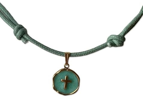 Collar colgante esmaltado en forma de cruz para niñas y adolescentes. Regalo Perfecto para Primera Comunión, Confirmación, Cumpleaños...