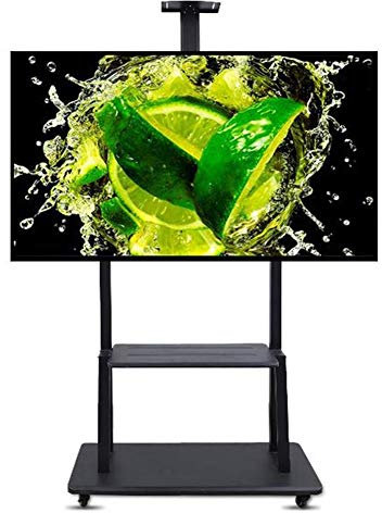 Nero 65 70 75 pollici carrello per montaggio TV/supporto per schermi piatti, carrello per televisore curvo al plasma/LCD/LED/OLED con ruote, carico 120 kg