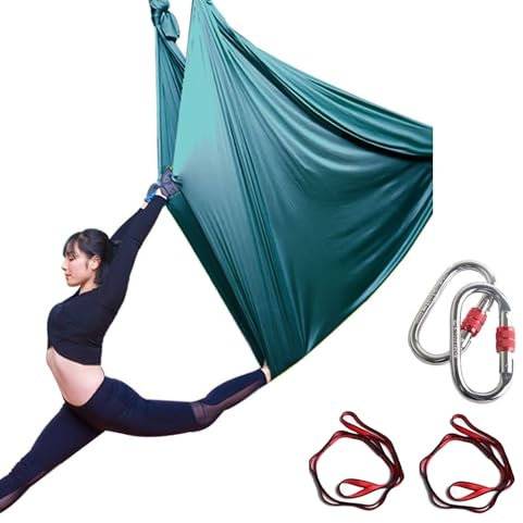 Aerial Yoga Towel, Yoga Towel For Hanging, Yoga Swing, Aerial Yoga Hammock, Acrobatics Towel, Yoga Vertical Towel, Yoga Towels, Swing Frame, Yoga Set For Adults Indoor (5X2.8M)(Dunkelgrün)