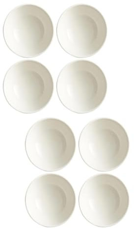 KUKUUU 8 Pcs Ceramic Bowl Rice Bowls Soup Bowls Porcelain Dinner Bowl(White)