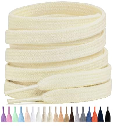 Stepace 2 Paia di Lacci Piatti per Scarpe Sportive, Stringhe in Cotone 8 mm | Lacci da Ricambio per Scarpe da Ginnastica, Scarpe da corsa, Stringhe per Adulti e Bambini, 90 cm-180 cm Lunghezze, 22 Colori