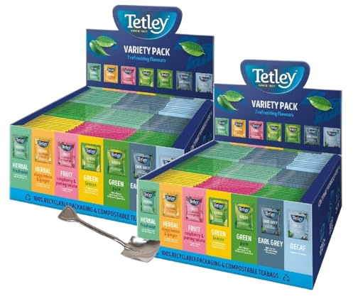 2x90 Specialty Variety Pack String & Tag Tea Envelopes in Display Box (180 tea bags) vs Gift Spoon Included