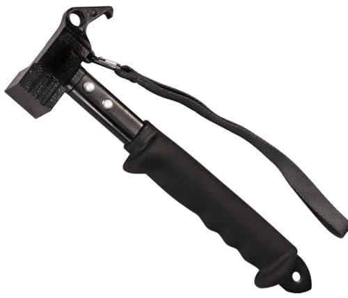 Camping Hammer Heavy Duty mit Zeltpfahl Entferner, Multifunktionaler Zelthammer, Zelthammer mit Haltegurt, für Camping, Wandern (Schwarz)