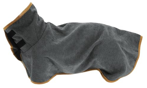 CAPASTEC Hundebademantel, Haustierhandtuch mit Klettverschlüssen, Weiches Hundehandtuch, XS, Grau